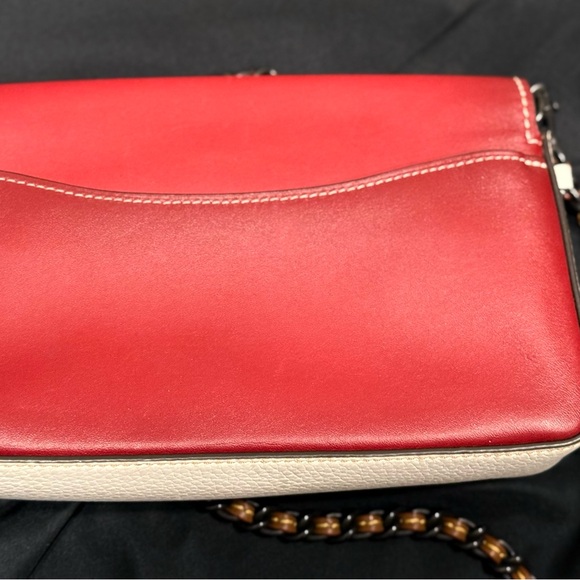 Coach 1941 Dinky 20215 Red & Ivory Turnlock Crossbody Woven Chain Link Strap - Picture 10 of 10
